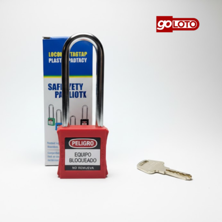 Candado de seguridad con cuerpo plastico y arco de acero de 76mm