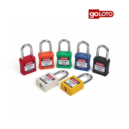 Candado de seguridad con cuerpo plastico y arco de acero de 38mm